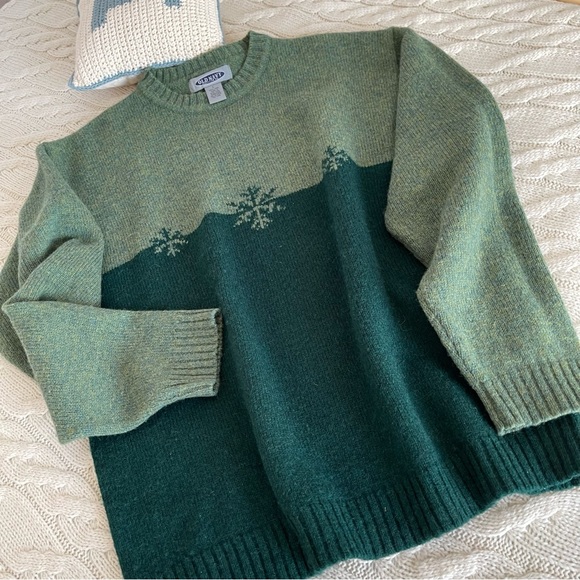 VTG Old Navy Wool Knit Forest Green Sweater, Size L - Picture 1 of 9
